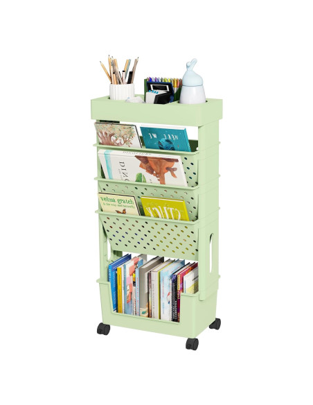 Estantería Móvil 5 Niveles Yeavs Verde para Oficina y Aula
