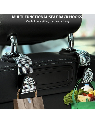 Ganchos de reposacabezas SJJEBSK 2Pcs Blanco Diamante