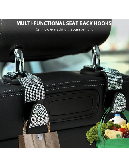 Ganchos de reposacabezas SJJEBSK 2Pcs Blanco Diamante