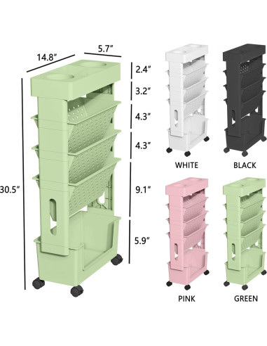 Estantería Móvil 5 Niveles Yeavs Verde para Oficina y Aula