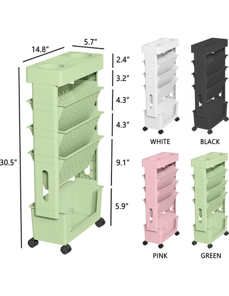 Estantería Móvil 5 Niveles Yeavs Verde para Oficina y Aula