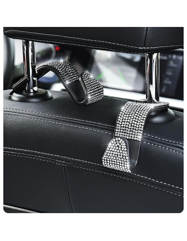 Ganchos de reposacabezas SJJEBSK 2Pcs Blanco Diamante