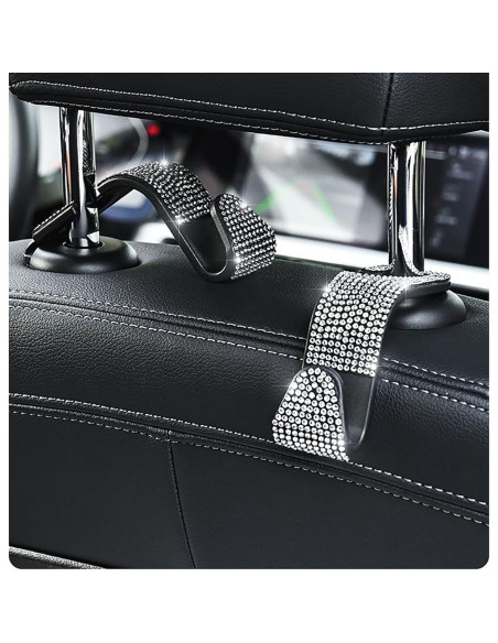 Ganchos de reposacabezas SJJEBSK 2Pcs Blanco Diamante