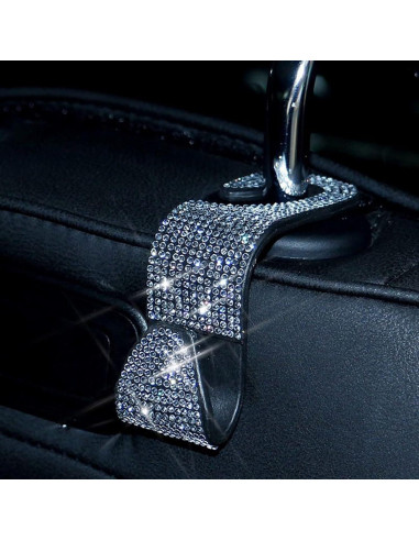 Ganchos de reposacabezas SJJEBSK 2Pcs Blanco Diamante