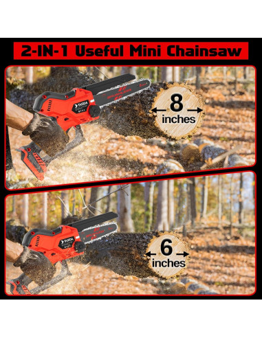 Mini Motosierra Inalámbrica TAIRDA 800W 2-en-1 8" y 6"