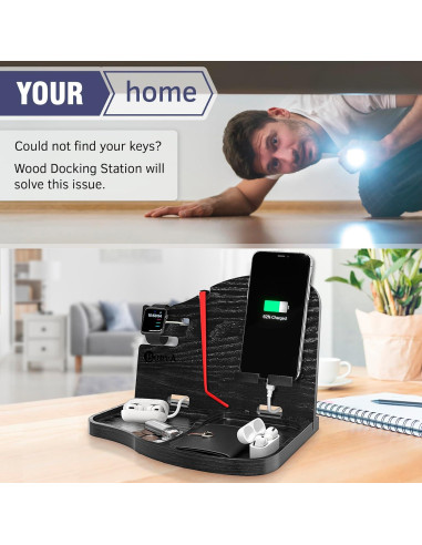 Estación de Acoplamiento BarvA Ébano | Soporte Teléfono y Carga