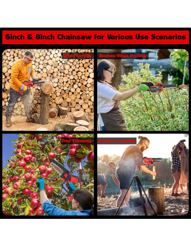 Mini Motosierra Inalámbrica TAIRDA 800W 2-en-1 8" y 6"