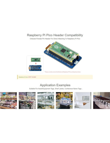 Módulo Pantalla E-Paper 2.13" Waveshare para Raspberry Pi Pico Módulo Pantalla E-Paper 2.13" Waveshare para Raspberry Pi Pico