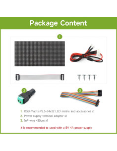 Panel LED RGB 64x32 Waveshare, Brillo Ajustable, 2.5mm 2