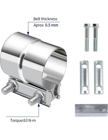 Abrazadera de escape HZYAMZ 001 acero inoxidable 2.5"