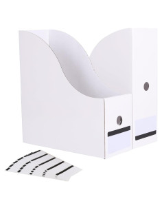 Soportes de Revistas de Cartón Blanco - 12 Piezas - Organizador