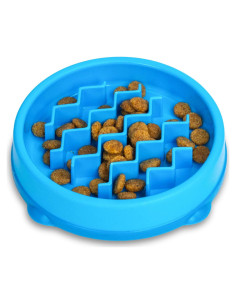 Tazón de Alimentación Lenta para Gatos Outward Hound Azul