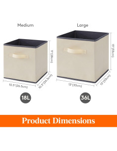 Cestas de Almacenamiento Plegables Lifewit Set de 6 Beige 28cm 2