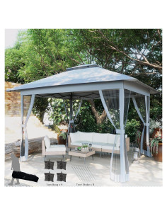 Gazebo Plegable 3.66x3.66m Rotihom con Mosquitera y Protección UV