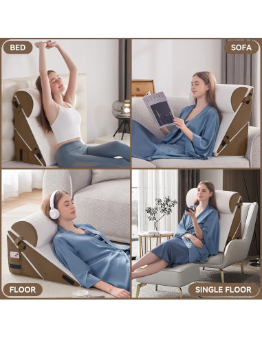 Juego de Almohadas en Cuña Ortopédica Negwoo 3 PCS Espuma Memoria