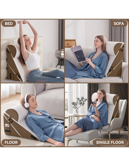 Juego de Almohadas en Cuña Ortopédica Negwoo 3 PCS Espuma Memoria