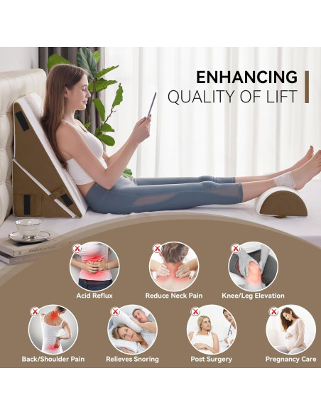 Juego de Almohadas en Cuña Ortopédica Negwoo 3 PCS Espuma Memoria