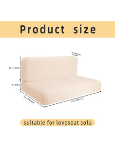 Funda de Cojín para Sofá Loveseat RunNico Beige - Lavable y Elástica 2