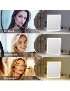 Espejo de Maquillaje Iluminado Homtang 30x25cm 3 Modos Color 2