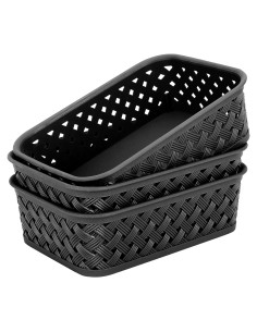Cestas de Almacenamiento Pequeñas MaxGear, 3 Paquetes, Negras