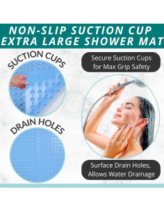 Alfombrilla de Ducha Antideslizante ENKOSI 78.74x78.74cm Azul Aqua 2
