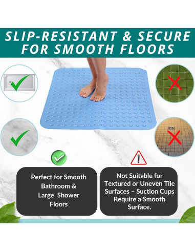Alfombrilla de Ducha Antideslizante ENKOSI 78.74x78.74cm Azul Aqua