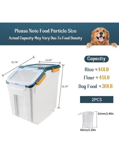 2 Contenedores de Almacenamiento Hermético MXCELL 22.68kg Azul