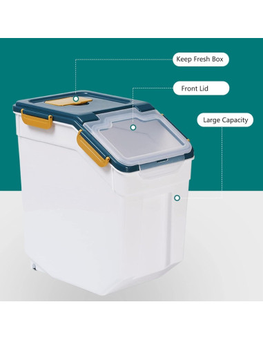2 Contenedores de Almacenamiento Hermético MXCELL 22.68kg Azul
