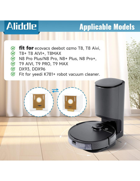 10 Bolsas de Polvo T8 Aliddle para Ecovacs Deebot Ozmo