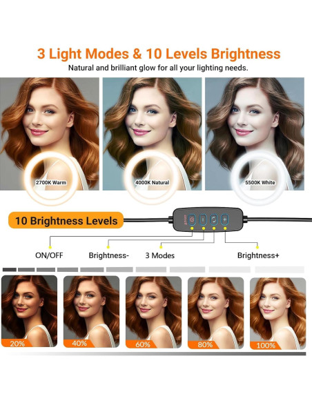 Anillo de Luz de 10" con Soporte Ajustable Acetaken