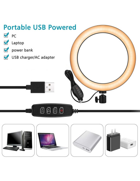 Anillo de Luz de 10" con Soporte Ajustable Acetaken