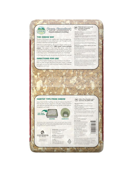 Cama para Conejos Oxbow Pure Comfort 36L, 99.9% Libre de Polvo