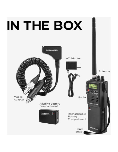 Radio CB portátil Midland 75-822 con 40 canales y NOAA