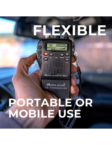 Radio CB portátil Midland 75-822 con 40 canales y NOAA
