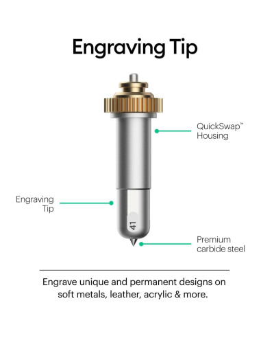 Punta de Grabado Cricut QuickSwap, Acero Carburo Premium, Plata