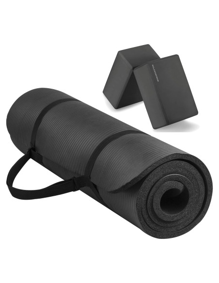 Alfombrilla de Yoga Fitvids Antidesgarro 1.27 cm Negra