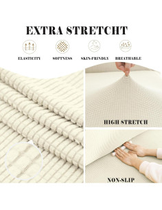 Funda de Sofá Grande Qubjus Beige Antideslizante Lavable 2