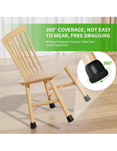 24 Protectores de Patas de Silla GAGUIUP Silicona y Fieltro