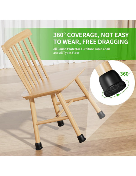 24 Protectores de Patas de Silla GAGUIUP Silicona y Fieltro