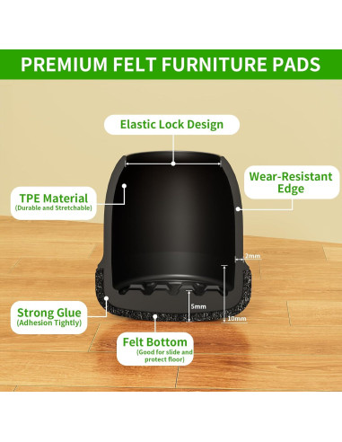 24 Protectores de Patas de Silla GAGUIUP Silicona y Fieltro
