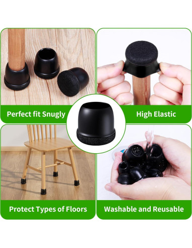 24 Protectores de Patas de Silla GAGUIUP Silicona y Fieltro
