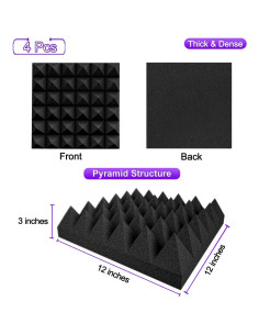 Paneles Acústicos TroyStudio 30x30 cm, 4 Pcs, Aislamiento Sonoro 2