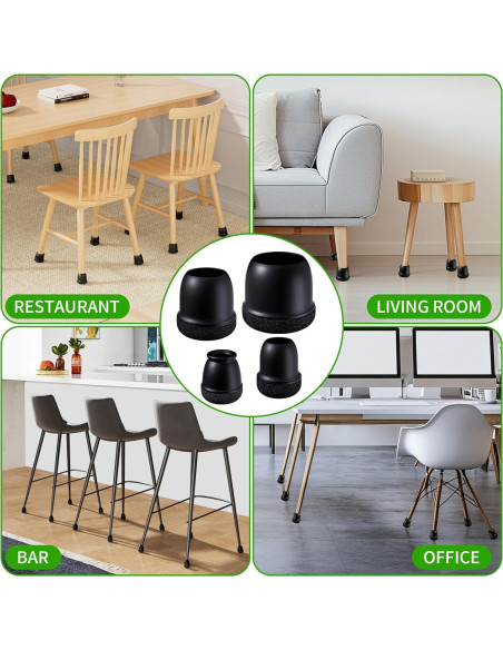 24 Protectores de Patas de Silla GAGUIUP Silicona y Fieltro