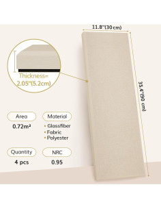 Panel Acústico TONOR 4 PCS Beige 90x30x6 cm Aislante 2