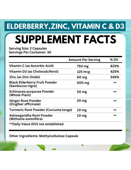 Suplemento Inmunológico Saúco Fresh Leaf 60 Cápsulas