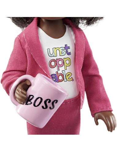 Muñeca Chelsea Barbie Jefa Morena 15.24 cm con Accesorios