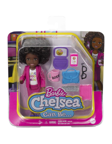 Muñeca Chelsea Barbie Jefa Morena 15.24 cm con Accesorios