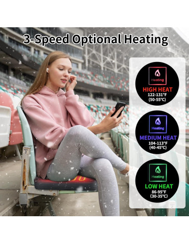 Cojín de Asiento de Estadio MZQLN con Masaje Calentado y Bolsillos