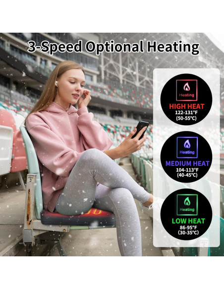 Cojín de Asiento de Estadio MZQLN con Masaje Calentado y Bolsillos