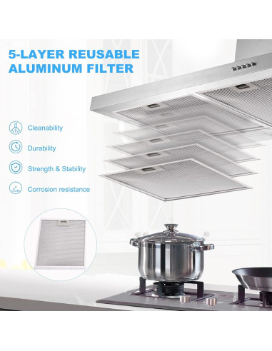 Campana Extractora de Pared Tieasy 91 cm Acero Inoxidable 450 CFM